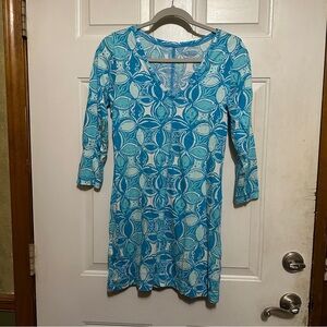 Lilly Pulitzer Sz S Juliet V-neck T-shirt Dress What A Racquet Ariel Blue Womens